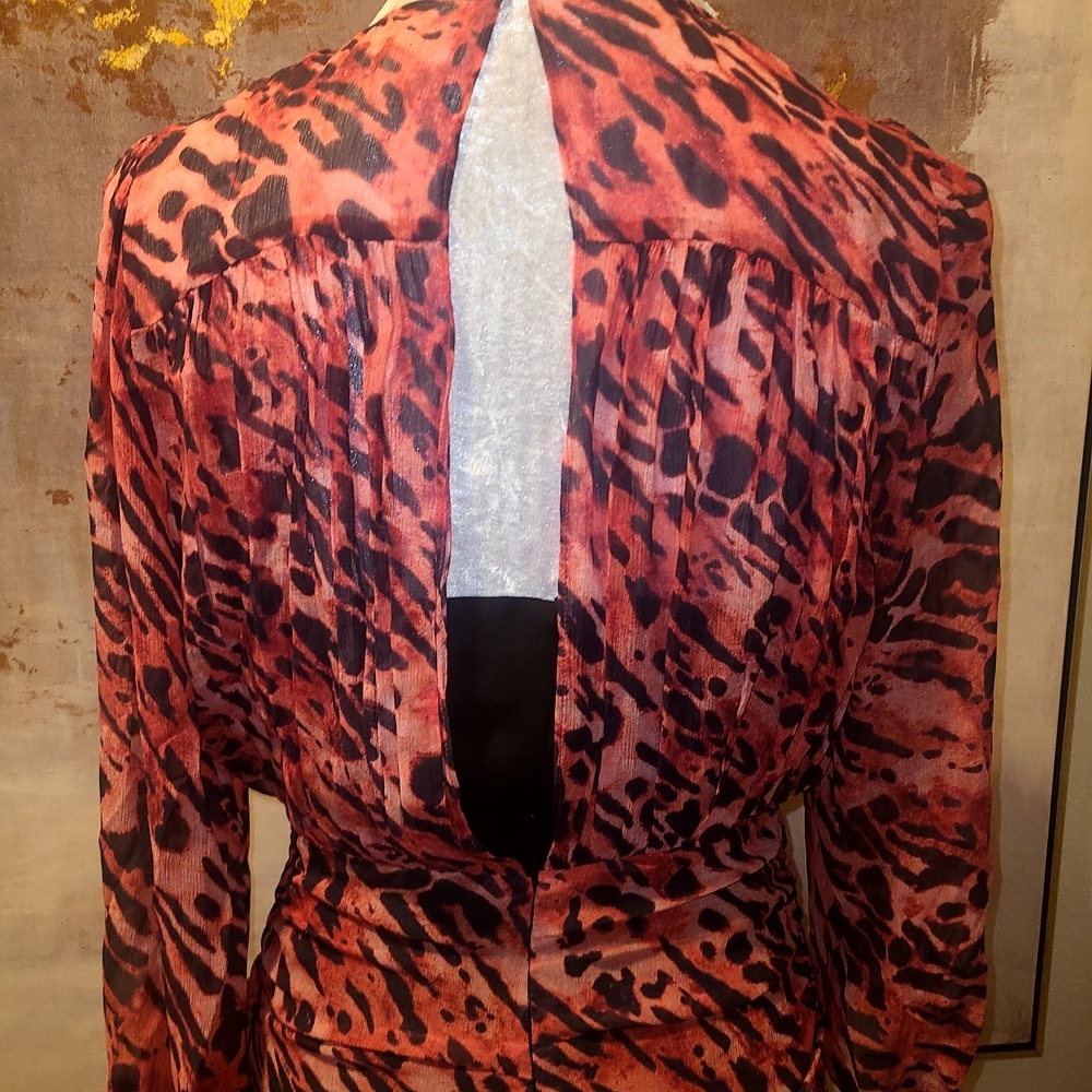All Saints Red and Black Animal Print Mini Dress - Picture 6 of 10